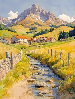 Alpine Mountain Village Stream