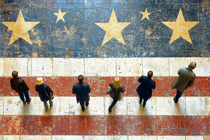American Flag Floor and People