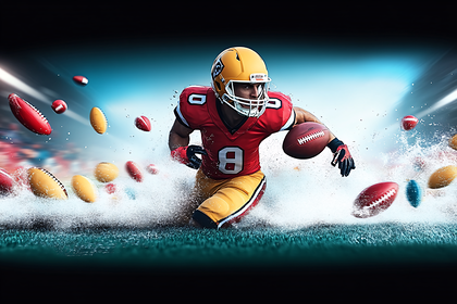 American Football Player Running With Ball