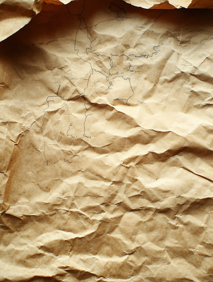 Ancient Map On Crumpled Paper