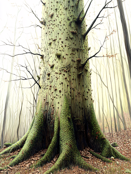 Ancient Mossy Tree Trunk