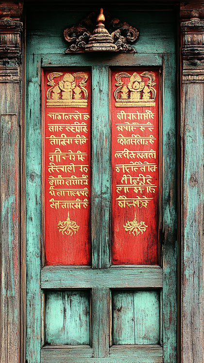 Ancient Ornate Door with Inscriptions