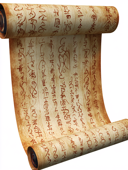 Old Paper Scroll with Ancient Writing