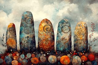 Ancient Stones With Spiral Symbols