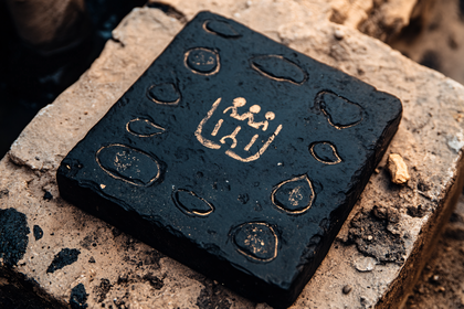 Ancient Tile with Golden Symbol