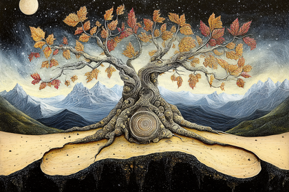 Ancient Tree of Life Under Moonlight