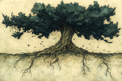 Ancient Tree with Exposed Roots