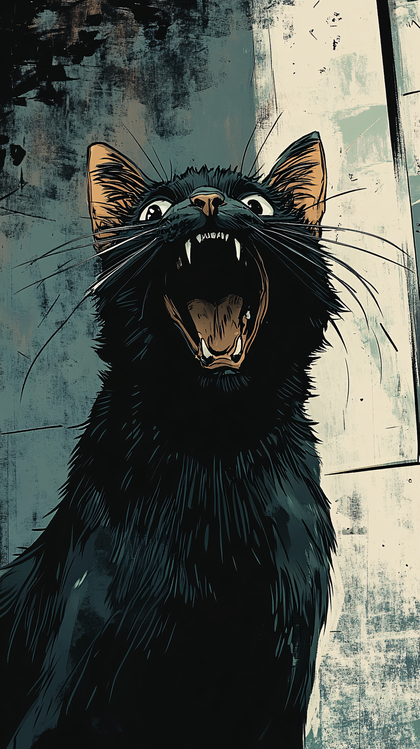 Angry Black Cat Illustration