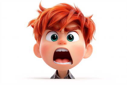 Angry Boy Cartoon Head