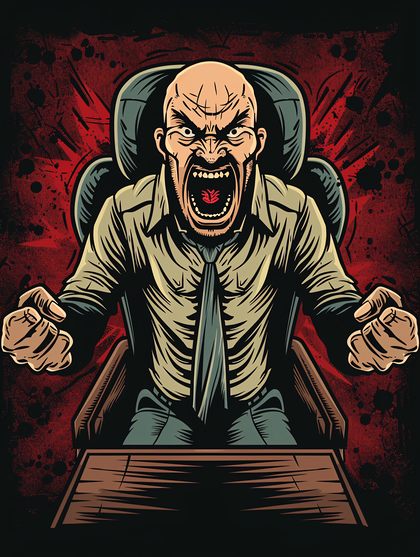 Angry Businessman In Office Chair
