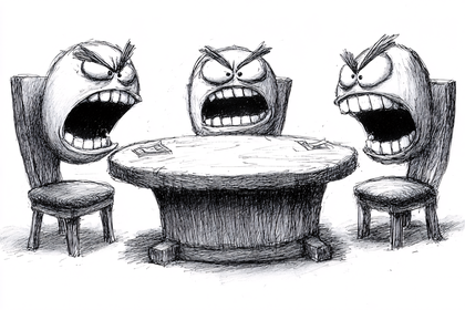 Free Download Illustration of Angry Chairs Arguing at a Round Table