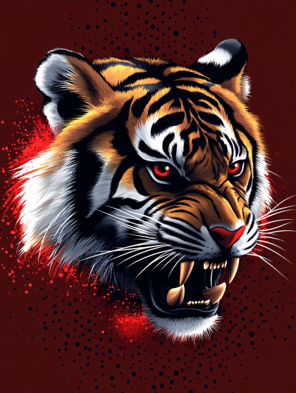 Angry Tiger Head Illustration