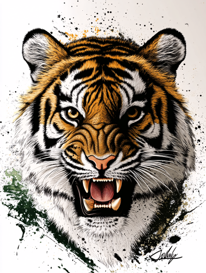 Angry Tiger Head