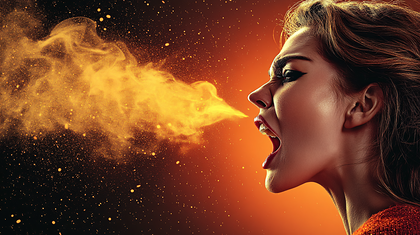 Angry Woman Exhaling Dust