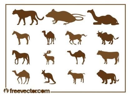Animal Silhouette Set Free Vector