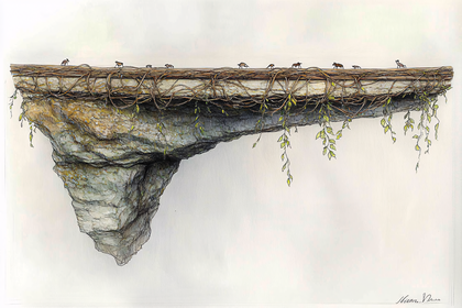 Animals Walking On Cliff Edge