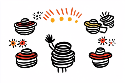 Animated Characters with Stripes and Dots