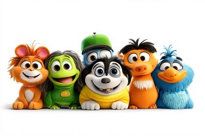 Animated Group of Animal Characters