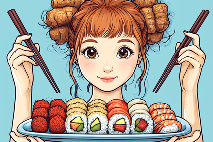 Anime Girl with Sushi