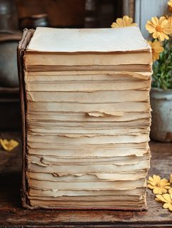 Antique Book With Yellow Flowers