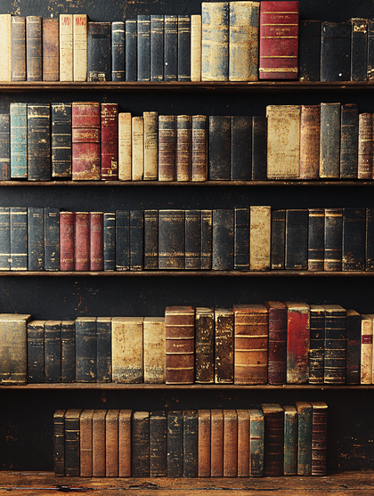 Antique Bookshelf With Aged Volumes