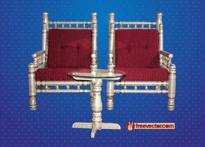 Antique Chairs and Table Free Vector