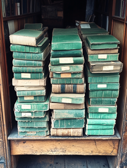 Antique Green Book Stacks