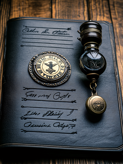 Antique Journal with Quill and Compass