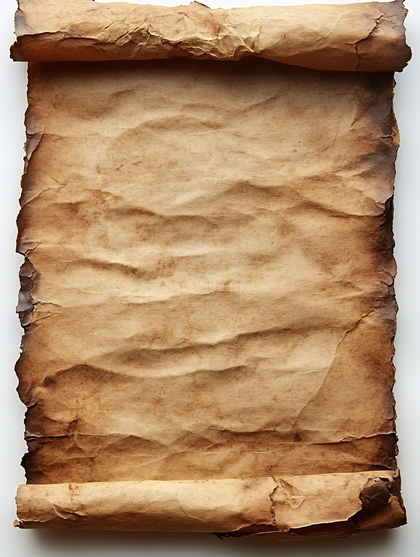 Antique Parchment Scroll With Burnt Edges