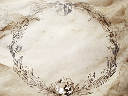 Antique Scroll with Floral Wreath and Jewels