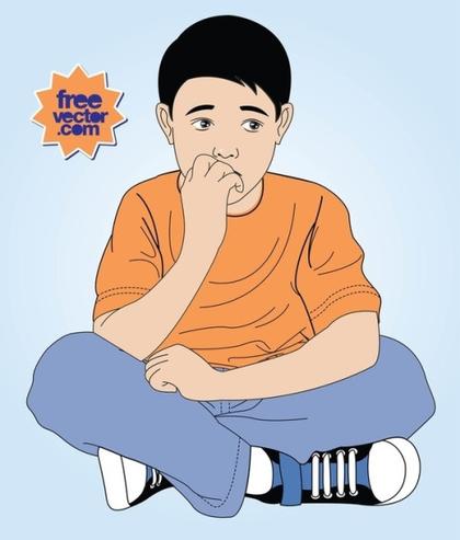 Anxious Kid Free Vector
