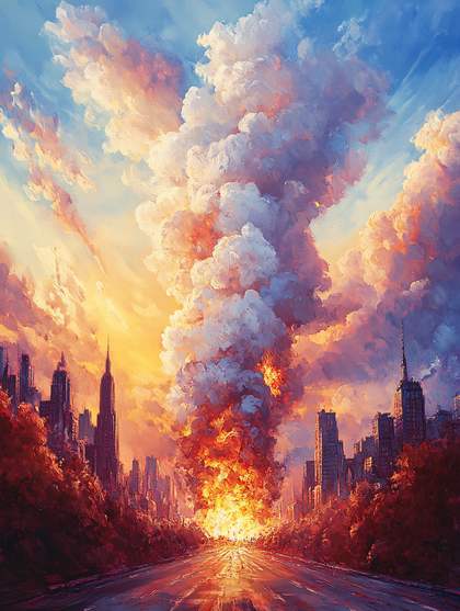 Apocalyptic Urban Fire Painting