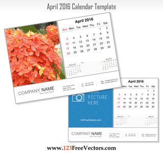 April 2016 Calendar Template