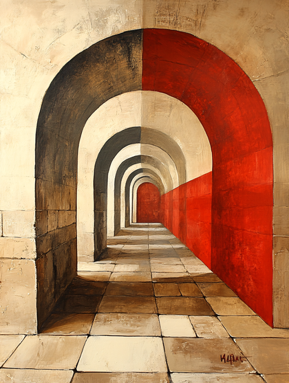 Arched Corridor Perspective Painting