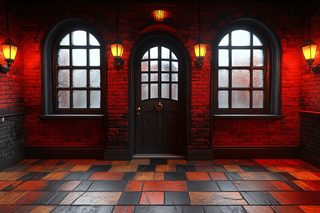 Arched Doorway In Red Brick Interior