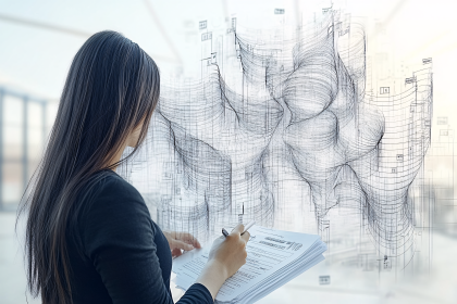 Architect Reviewing Building Blueprint