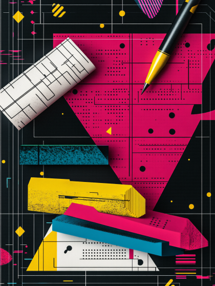 Architectural Blueprint Design with Geometric Shapes