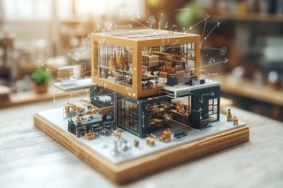 Architectural Model Of Manufacturing Plant With Annotations