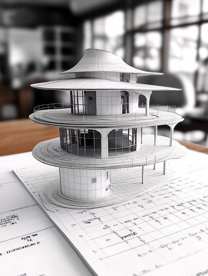 Architectural Model on Blueprints