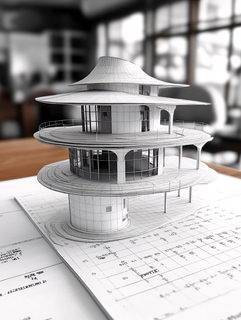 Architectural Model on Blueprints