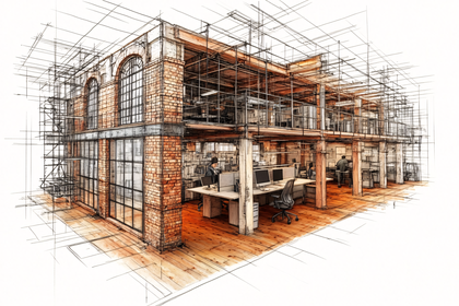 Architectural Sketch Of Modern Loft Office Space