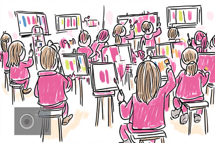 Free Download Children Painting in Art Class Illustration