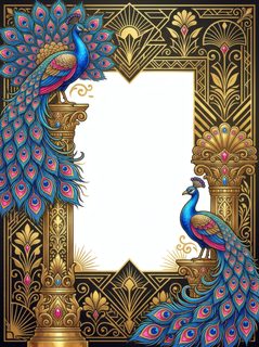 peacock art deco frame