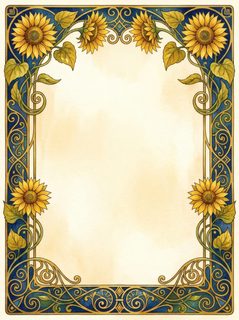 sunflower art nouveau frame