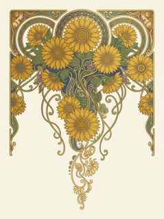 sunflower art nouveau border