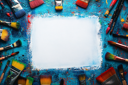 Artistic Paintbrushes On Canvas