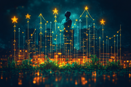 Ascending Stars Over City