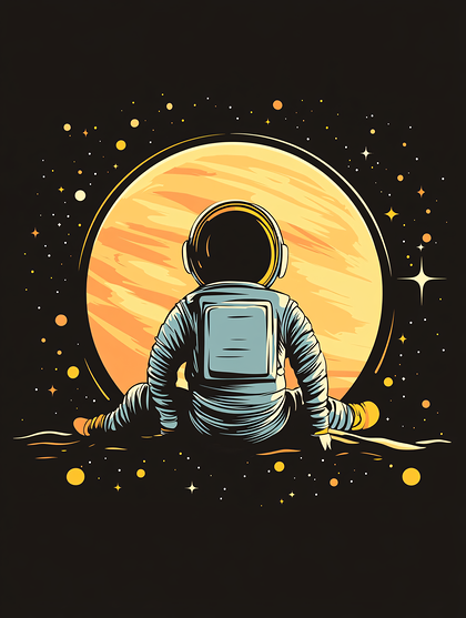 Astronaut Contemplating The Planets