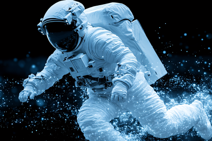 Astronaut In Spacesuit Floating In Space