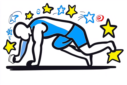 Athlete in a Plank Position Surrounded by Stars